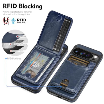 SkyEagle Compatible with Magsafe 2 in 1 Detachable Google Pixel 10 Pro XL 5G Wallet Case with Card Holder Women Men,Magnetic PU Leather RFID Blocking Shockproof Flip Kickstand Credit Slots,Blue - color: Blue, size: 6.8 inches