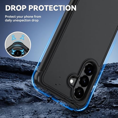 for Samsung Galaxy S26 Case with HD Screen Protector, 3-Layer Military Grade Shockproof Full Body Protection, Heavy Duty Hybrid Protective Phone Cover(Black/Black) - color: Black/Black