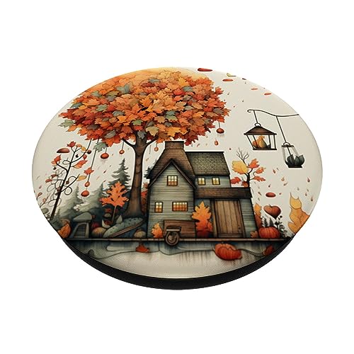 Fall Leaves Autumn Pumpkin Pattern Autumn Color Leaves PopSockets Adhesive PopGrip - style: Adhesive PopGrip