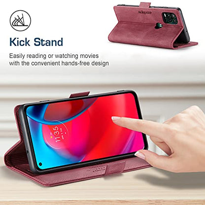 HAII Case for Moto G Stylus 5G 2021,PU Leather Folio Flip Wallet Case with Card Holster Stand Kickstand Magnetic Closure Shockproof Phone Cover for Motorola Moto G Stylus 5G 2021 (Red) - color: Red