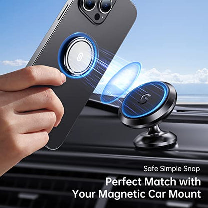 Syncwire Cell Phone Ring Holder Stand, 360 Degree Rotation Finger Ring Kickstand with Polished Metal Phone Grip for Magnetic Car Mount Compatible with iPhone, Samsung, LG, Sony - Silver - color: Silver, size: 1 Pack