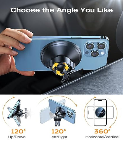 VICSEED for MagSafe Car Mount [Upgraded Strongest Magnet Power] Magnetic Phone Holder for Car Vent 360 Adjustable Magnetic Car Phone Holder Mount for iPhone 16 Pro Max 15 14 13 12 Plus Mini - color: Fashion Black