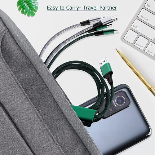 MJXIANG 2-Pack Multi Charger Cable 4 in 1, 4FT Braided Fast Charging 3A