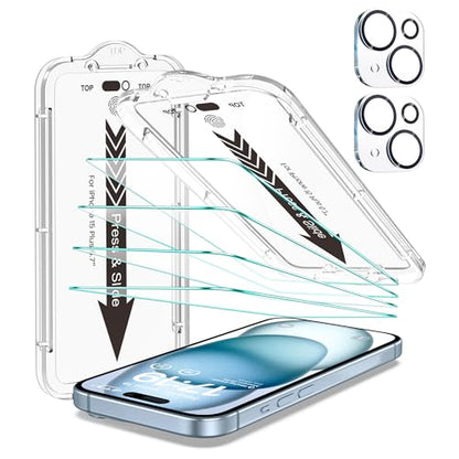 EZ-GLAZ-4+2 Pack for iPhone 15 Plus Screen Protector (6.7") HD Clear - size: iPhone 15 Plus