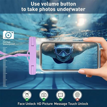 Waterproof Phone Pouch Compatible for iPhone 7in - 1 Purple | IPX8 Waterproof Case, Beach Travel Must Haves, Beach Essential, Dry Bag, 1 Pack, for iPhone 17/16/15/14/13/12 Pro Max - color: A9-Purple
