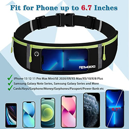 Fanny Pack for Women Men, Slim Running Belt Waist Bag Outdoor, Black - color: 11-Black-Green