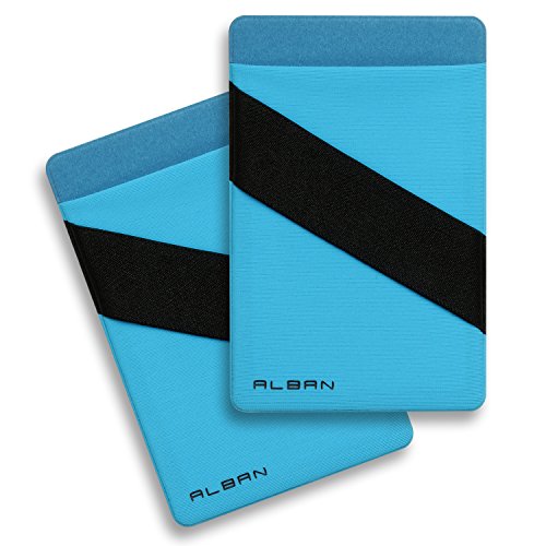 Alban Credit Card Holder Stick on Cell Phone Wallet RFID Blocking Pack of 2 - color: Blue