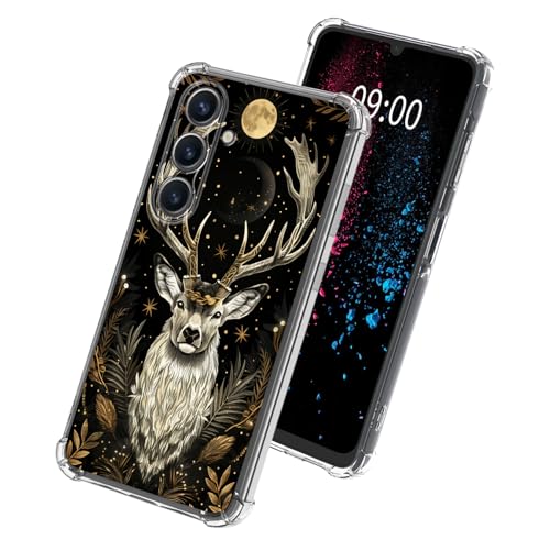Art Deer Moon Phone Case for Samsung Galaxy S24, Clear Soft TPU Case with Shockproof Corners Slim Transparent Protective Cover for Galaxy S24 - color: Art Deer Moon, size: 6.2" Galaxy S24