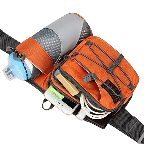 Waist Pack with Water Bottle Holder for Running Walking Hiking Fanny Pack - color: Orange