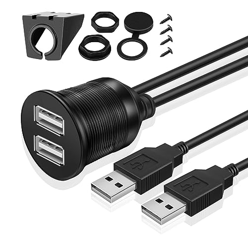 TNP Dual USB 3.0 Flush Panel Mount Extension Cable for Car Dash, 3 FT - size: 2 Ports USB (3 Feet)