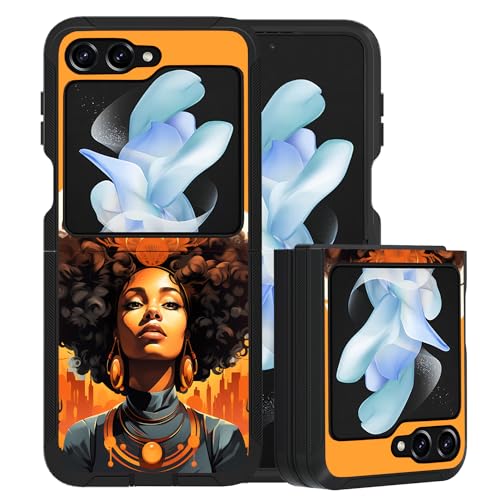 for Samsung Galaxy Z Flip 5 Case, Heavy Duty Dual Layer Hybrid Military Grade Shockproof Drop Folding Protective Cover for Samsung Galaxy Z Flip 5 5G 2023, African American Women - color: African American Women