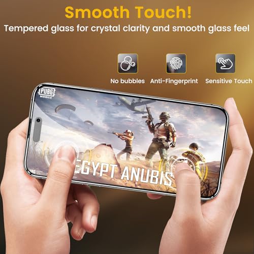 Romkasi 3 Pack Privacy Screen Protector for iPhone 17 6.3 Inch with 3 Pack Camera Lens Protector, Anti Spy Tempered Glass Film, Anti-Scratch, Touch Sensitive, Case Friendly - color: iPhone 17