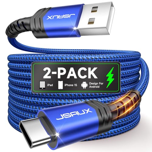 JSAUX USB C Cable [2-Pack 6.6ft], USB A to USB C for iPhone, Samsung, Blue - color: Blue, size: 6.6ft+6.6ft