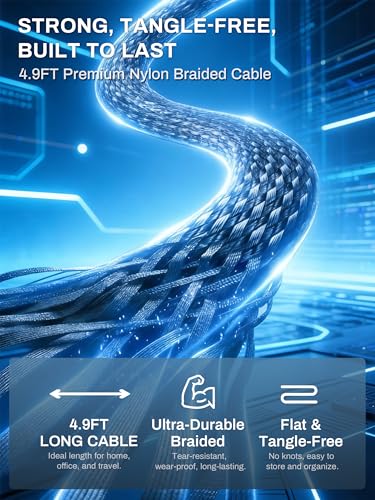 240W Fast Charging Cable USB C to USB C, 4.9 Ft Invisible Flat Stand Charging Cable,