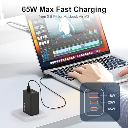 Samsung 65W USB C Charger, 3 Ports GaN Fast Wall Charger Block
