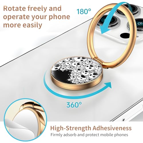 Cell Phone Ring Holder, Cute Metal Phone Grip Stand Finger Ring Kickstand, Flexible 360°Rotation Phone Tablet Case Accessories Compatible with Most Phones Gothic Skull Pattern - color: Gothic Skull Pattern