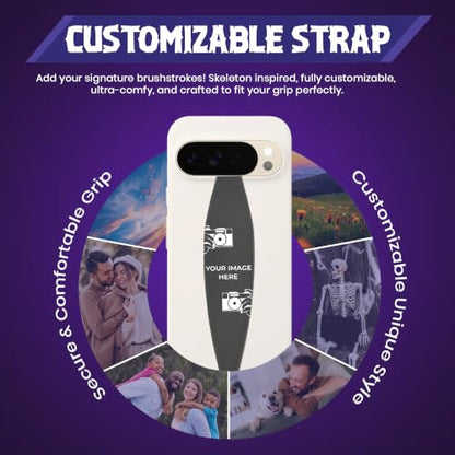 Switchbands Phone Grip Strap – Reversible Grip for Back of Phone, Anti-Drop Soft Stretchy Hand Strap, Slim & Arthritis Friendly, Universal Fit for iPhone & All – Kissing Skeleton Goth - color: Kissing Skelton