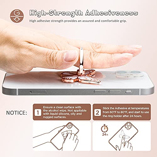 Doflyesky Butterfly Cell Phone Ring Grip Holder, 360 Degrees Rotation Phone Ring Grip Stand, Metal Finger Kickstand Compatible with iPhone, Samsung Galaxy, Android Phone Cases