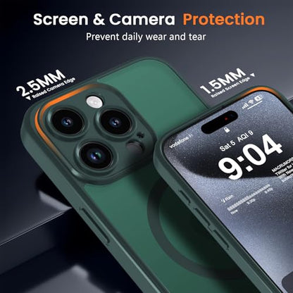 Magnetic Case for iPhone 13 Pro 6.1-Inch, [Compatible with Magsafe][Full Camera Protection] Ultra Slim Translucent Matte Shockproof Protection Phone Cover-Dark Green - color: Dark Green, size: iPhone 13 Pro