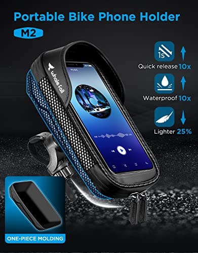 whale fall Bike Handlebar Bag, Bike Phone Holder, Fits Phones up to 7 in | Quick release mount, TPU touchscreen access, stable shockproof storage, waterproof design for commutes and long rides