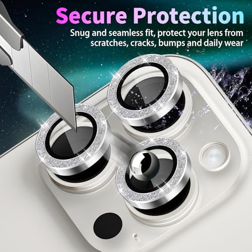 Camera Lens Protector for iPhone 16 Pro/16 Pro Max, Glitter Silver - color: Glitter Silver