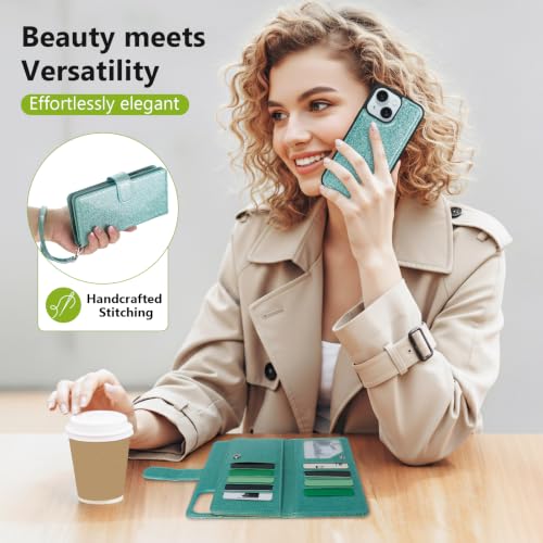 Varikke for iPhone 15 Plus Case Wallet Magnetic Detachable, Mint Green - color: (Compatible with MagSafe) Mint, size: iPhone 15 Plus 6.7"