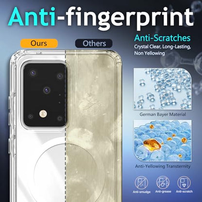YZB Magnetic for Samsung Galaxy S20 Ultra Case, Clear | Compatible with MagSafe | Slim Fit Lightweight Shockproof, Military-Grade Protection, Yellowing Resistant Scratch-Resistant Back - color: Crystal Clear, size: Galaxy S20 Ultra