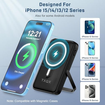 for Magsafe Battery Pack,10000mAh Magnetic Power Bank 22.5W PD Fast Charging with LED Display,Wireless Portable Charger with Built-in Cables and Stand for iPhone 17/16/15/14/13/12/Pro/Pro Max - color: Black-2