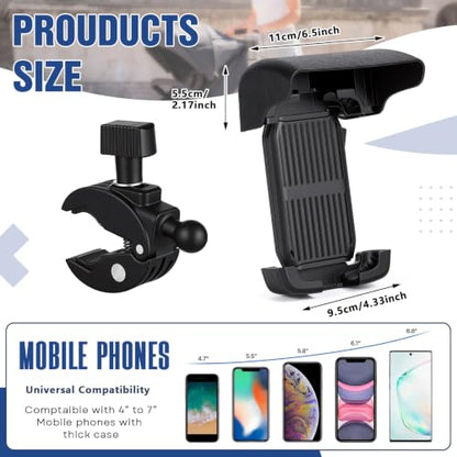 Knee Scooter Phone Holder with Sunshade, 360° Mount for Wheelchair & Walker