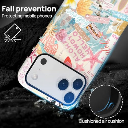 Case Compatible with iPhone 17 Pro, Cute Dual Layer Hybrid Phone Cover, Military Grade Drop Protection, Aesthetic Shockproof Phone Case for Women Girls, Pastel Pink Summer Collage - color: Pastel Pink Summer Collage, size: Iphone 17 Pro