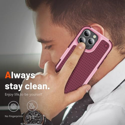 Designed for iPhone 16 Pro Max Case 2 in 1 Gift Militay Grade Drop Protective Rugged Heavy Duty Cover Shockproof Case for iPhone 16 Pro Max Phone Case for Women Men Boy Girl (Pink) - color: Pink