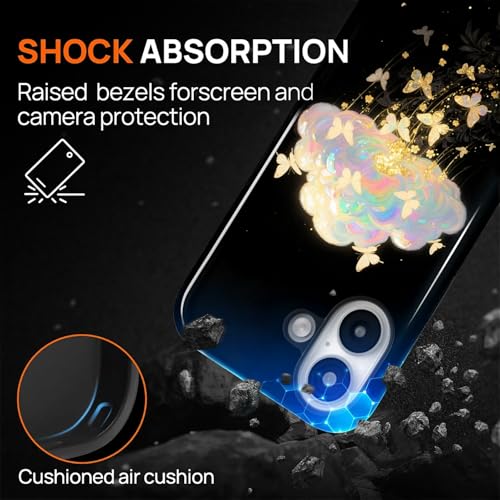 Case for iPhone 16 Plus, Shockproof Hybrid Protective Phone Case, Dual-Layer Drop Protection Anti-Scratch, Butterfly Cloud - color: Butterfly Cloud, size: iPhone 16 Plus