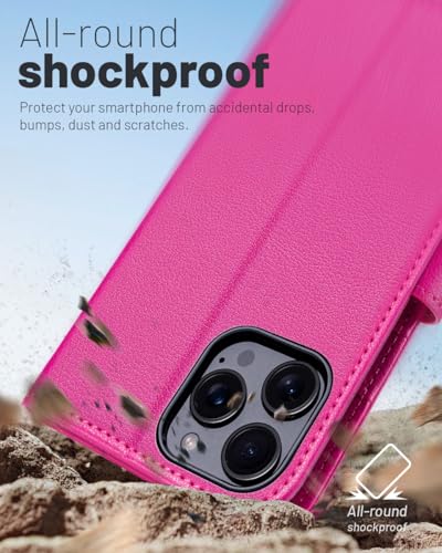 OCASE Compatible with iPhone 16 Pro Max Wallet Case, PU Leather Flip Folio Case with Card Holders RFID Blocking Kickstand [Shockproof TPU Inner Shell] Phone Cover 6.9 Inch 2024, Rose | RFID Blocking, Flip Case, Magnetic Clasp, PU Leather Wallet Case, Kick