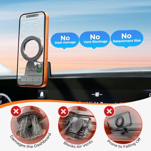 Car Phone Holder for Mercedes Benz GLE-Class/GLS-Class 2020-2026 (Only for 12.3-Inch Screen) 360° Rotation Magnetic Cell Phone Mount, Compatible with Magsafe, Does Not Affect Air Vent - size: Fit for 2020-2026 GLE & GLS, 12.3-Inch