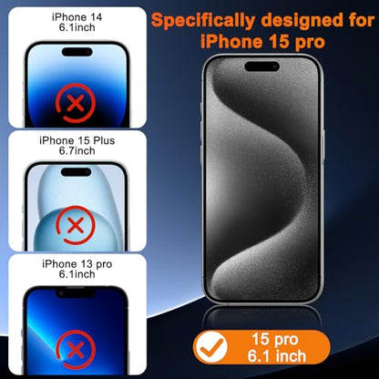 SIBEITU Screen Protector + Camera Lens Protector for iPhone 15 Pro 6.1 Inch | 3 Pack Screen Tempered Glass + 3 Pack Camera Lens, HD Clear 9H Hardness, Scratch Resistant, Sensor Protection, Case Friendly - size: iPhone 15 Pro 6.1"