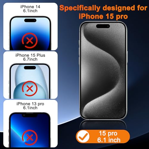 SIBEITU Screen Protector + Camera Lens Protector for iPhone 15 Pro 6.1 Inch - size: iPhone 15 Pro 6.1"