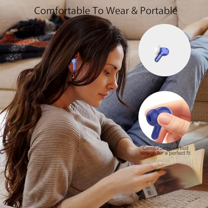 Wireless Earbuds, Bluetooth 5.4 Headphones HiFi Stereo, Bluetooth Earbuds - color: Blue