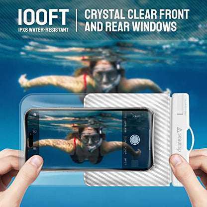 Universal Waterproof Phone Pouch [Double Space] IPX8 Dry Bag with Lanyard for iPhone 16 15 14 13 12 Pro Max XS XR X Galaxy S25 S24 S23 Ultra, Fit All Phones Up to 8'', White - color: White