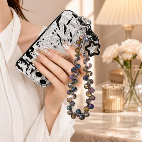 Cute Phone Wrist Strap Chic Beaded Cellphone Lanyard Phone Charm Grip Strap - color: Purple Green Crystal