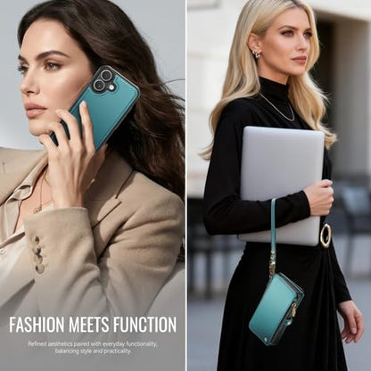 for iPhone 16 - Phone Case Wallet Magnetic Detachable, Turquoise - color: Turquoise, size: iPhone 16