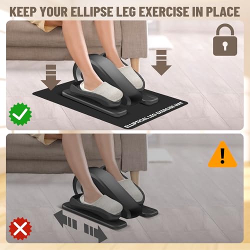 Under Desk Elliptical Mat - Non-Slip Exercise Equipment for Peloton Bike, Small Exercise Mat for Desk Workout Equipment - color: Black 2p