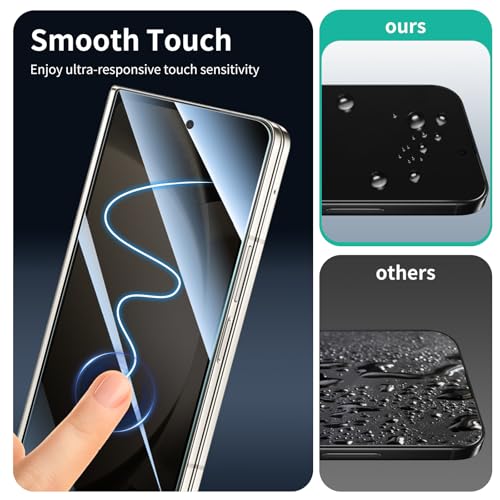 Privacy Screen & Camera Lens Protector for Samsung Galaxy Z Fold5, Double Shatterproof Anti-Spy Tempered Glass, Private Black Protection, 9H Hardness Anti-Scratch Case-Friendly, 3 Pack Each - color: Fold5 Black