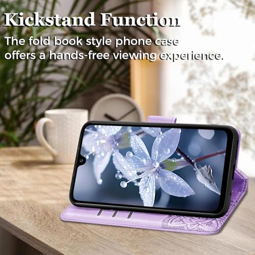 for Samsung Galaxy A17 5G Phone Case Wallet,Lavender | Butterfly Embossed PU Leather, Credit Card Holders, Wrist Strap, Magnetic Closure, Flip Protective Purse Cover for Women Men - color: Lavender