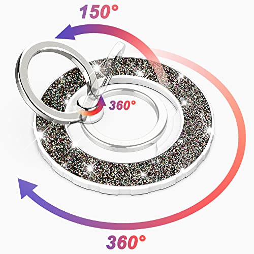 Magnetic Phone Ring Holder for magsafe, Glitter Magnetic Grip Compatible with iPhone 17 16 15 14 13 12 Pro max,Pro,Plus,Mini Mag Safe Pixel 10 Series,Adjustable Kickstand,Starlight - color: Glitter Starlight