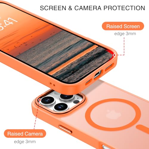 BENTOBEN Magnetic for iPhone 16 Pro Max Case,(Compatible with MagSafe) (Military Grade Drop Protection) Slim Translucent Matte Shockproof with Anti-Fingerprint Phone Case 6.9",Orange - color: Orange
