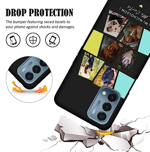 Personalize Photo Phone Case for OnePlus Nord N200 5G - Picture Image Text Name Collage Customization, Thin Soft TPU Silicone Black N 200 5 G Mobilephone Covers Memorial Gift Lovers - color: Black 11 - Stones, 6 Photos Name