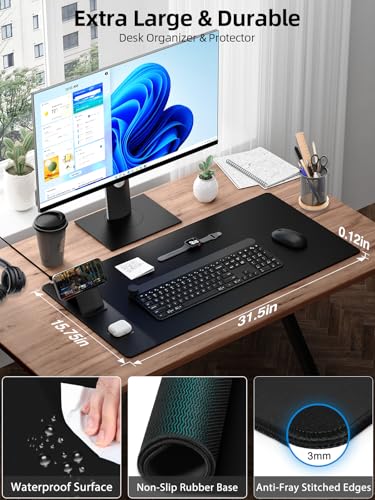 Wireless Charging Mouse Pad with Magnetic Phone Stand, 31.5"x15.8" Large - color: Black-Mag Stand-Adatper
