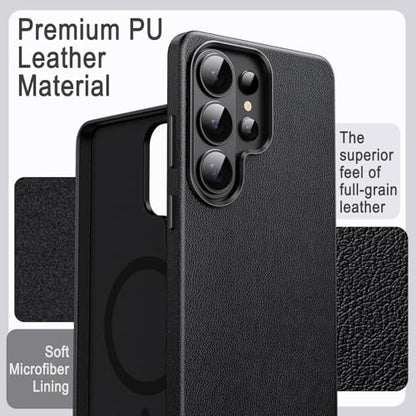 JETech Vegan Leather Case for Samsung Galaxy S26 Ultra, Black | Compatible with MagSafe, Anti-Slip Grip Phone Cover, Metal Button, Soft Microfiber Lining - color: Black, size: Galaxy S26 Ultra