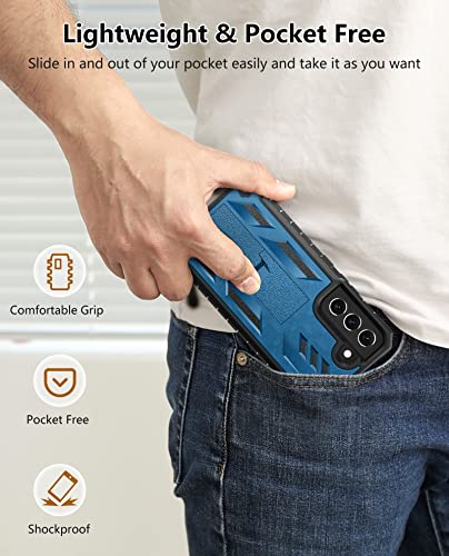 SOiOS for Samsung Galaxy S22 Protective Case: Military Grade Drop Proof Protection Mobile Phone Cover with Kickstand | Rugged Shockproof TPU Matte Textured Sturdy Phone Bumper (Blue) | 20FT Military-Grade Drop Shockproof Protection, Durable Matte Textured