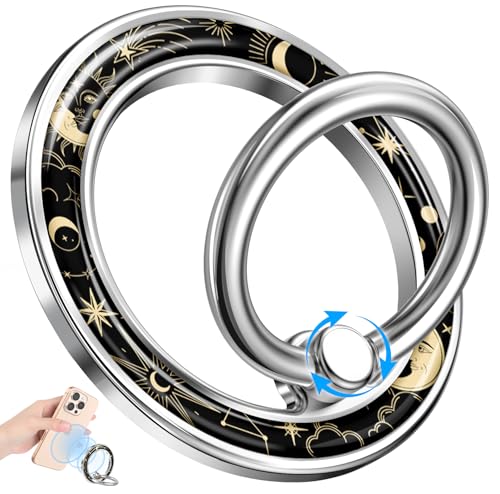 Magnetic Phone Ring Holder, Cute Cell Phone Grip, Sun Moon Sign - color: Sun Moon Sign